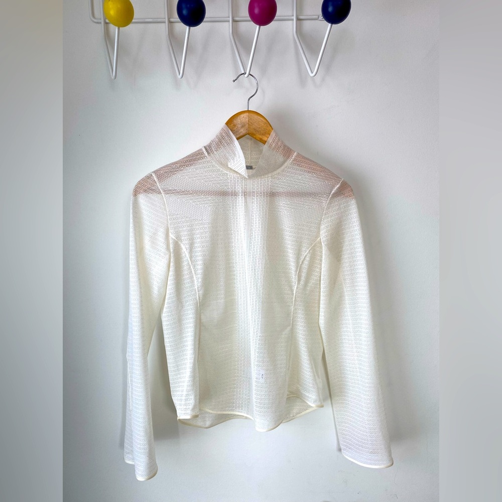 Mesh High Neck Long Sleeve T-Shirt by Mame Kurogouchi | UNIQLO